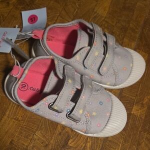 Cat & Jack Gray Sneakers with Pink and Yellow Dots